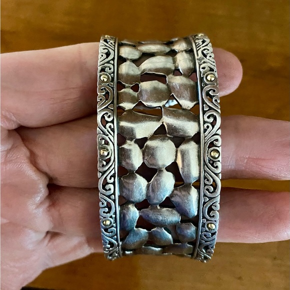 Effy Balissima Sterling Silver & 18K Gold Accents Cuff Bracelet size 7 1/4” - Picture 3 of 8